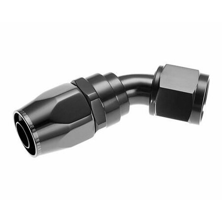 REDHORSE -8 AN Hose, -8 AN Outlet, 45 Degree, Anodized, Black, Aluminum, Single 1045-08-2